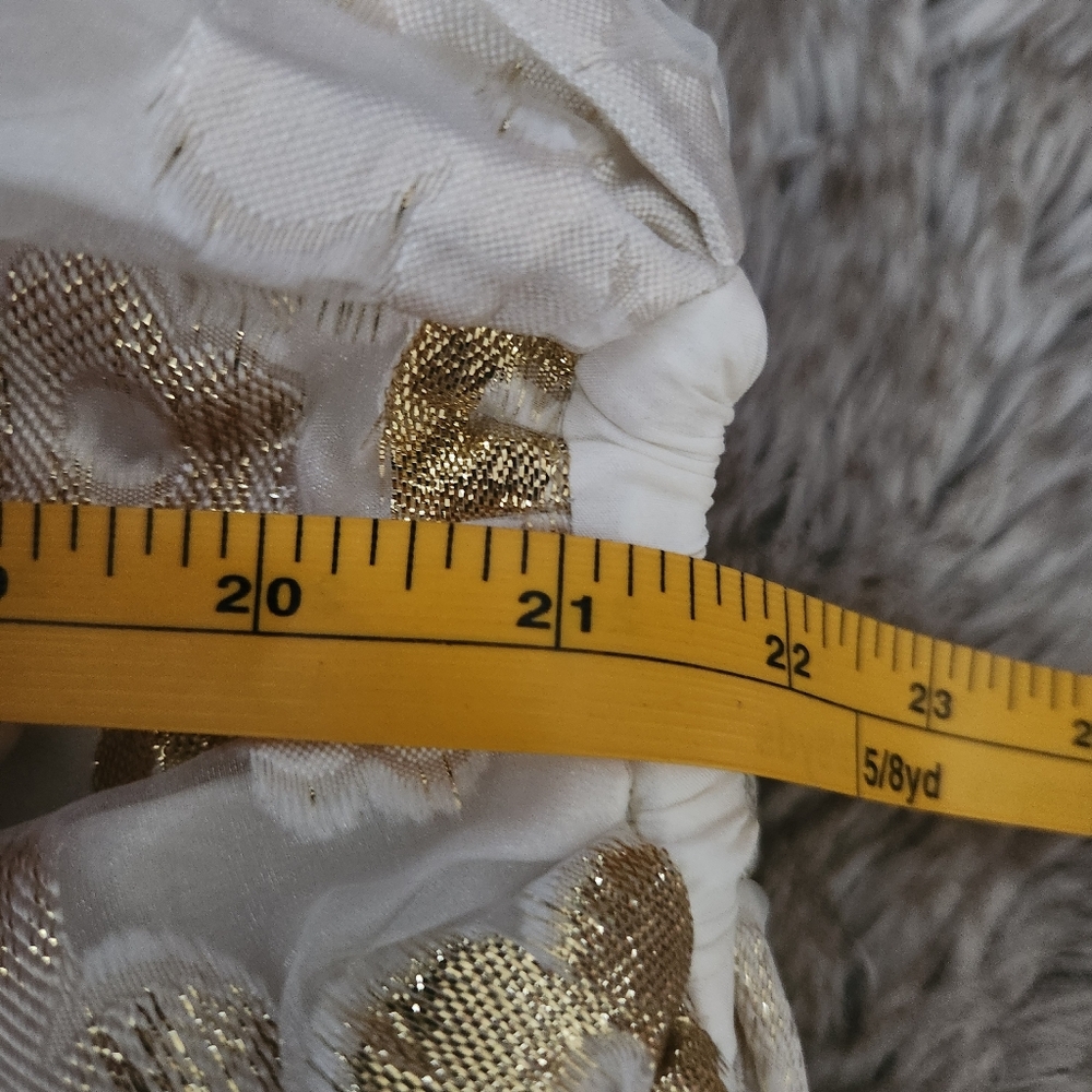 Free People Arianne Elmy White & Gold Organza Good Luck Dress Women's Size Large - Picture 13 of 14